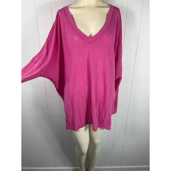 Free People We The Free On My Mind V-Neck Top in Azalea. Size L. NWT - Picture 4 of 9